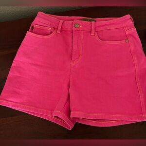 Judy Blue Large jeans shorts denim hot pink fuschia 4" inseam 5 pocket stretch